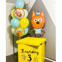 Коробка з гелієвими кульками "Три Кота - Коржик" Коробка з гелієвими кульками "Три Кота - Коржик"