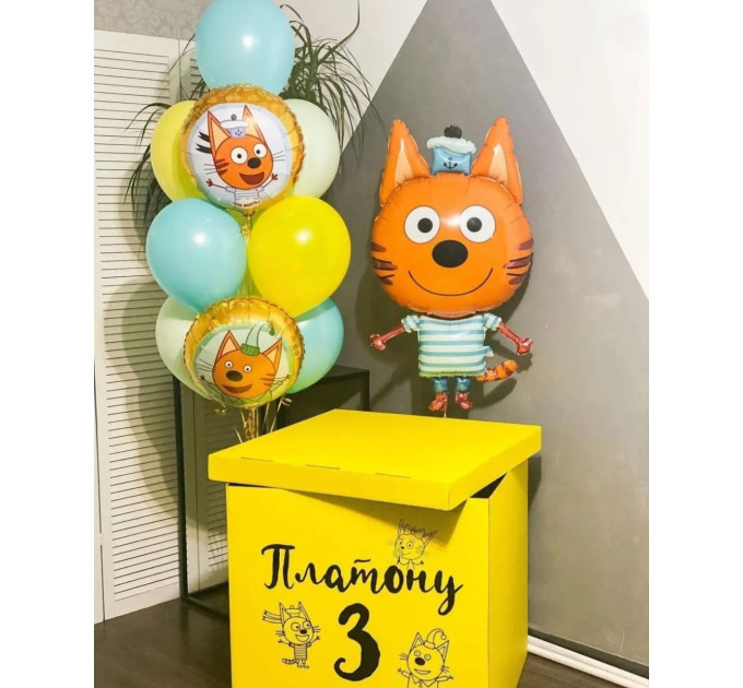 Коробка з гелієвими кульками "Три Кота - Коржик"